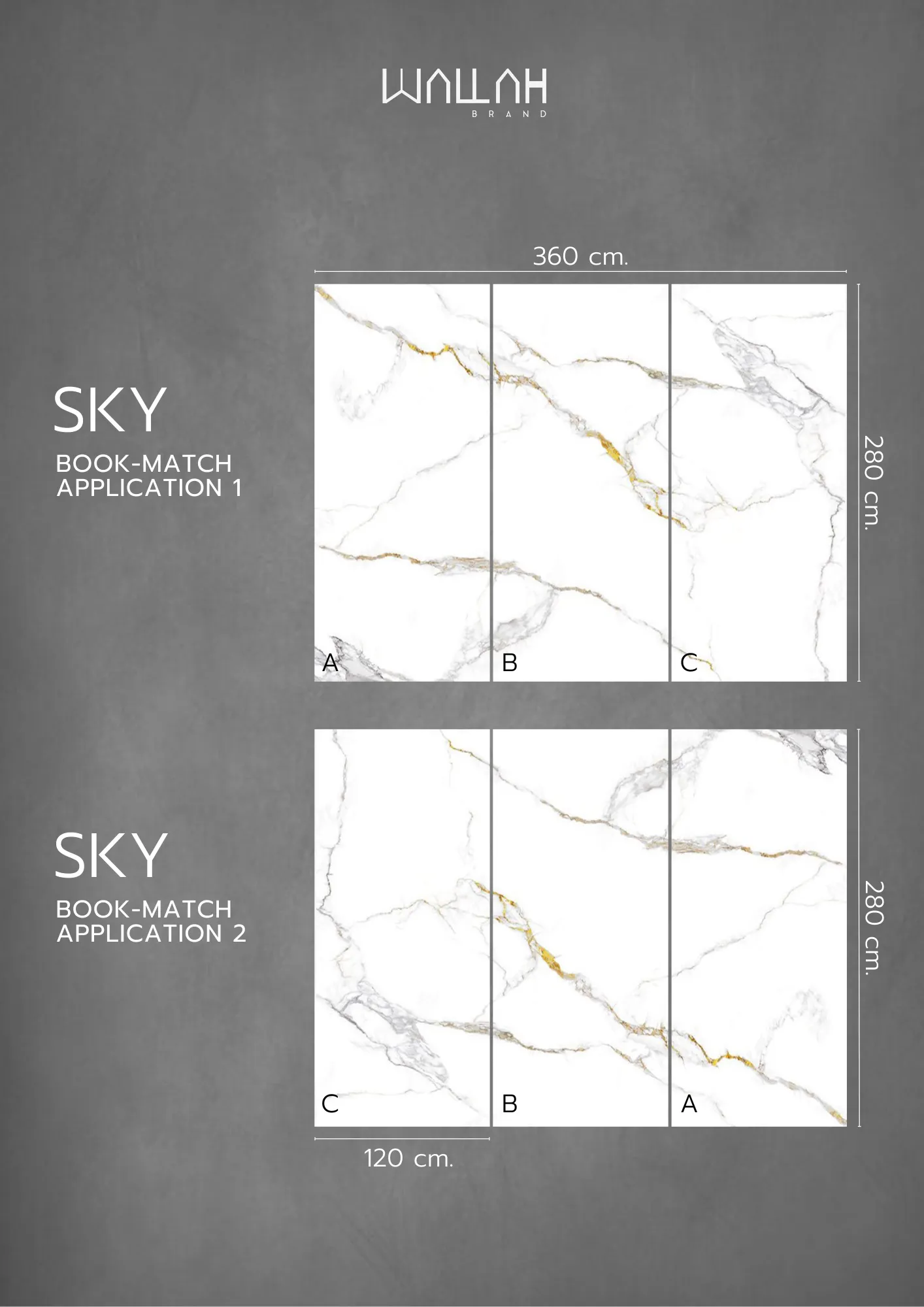 ผนังตกแต่งสําเร็จรูป แผ่นหินอ่อนลายคู่และต่อเนื่อง - Wallah Brand