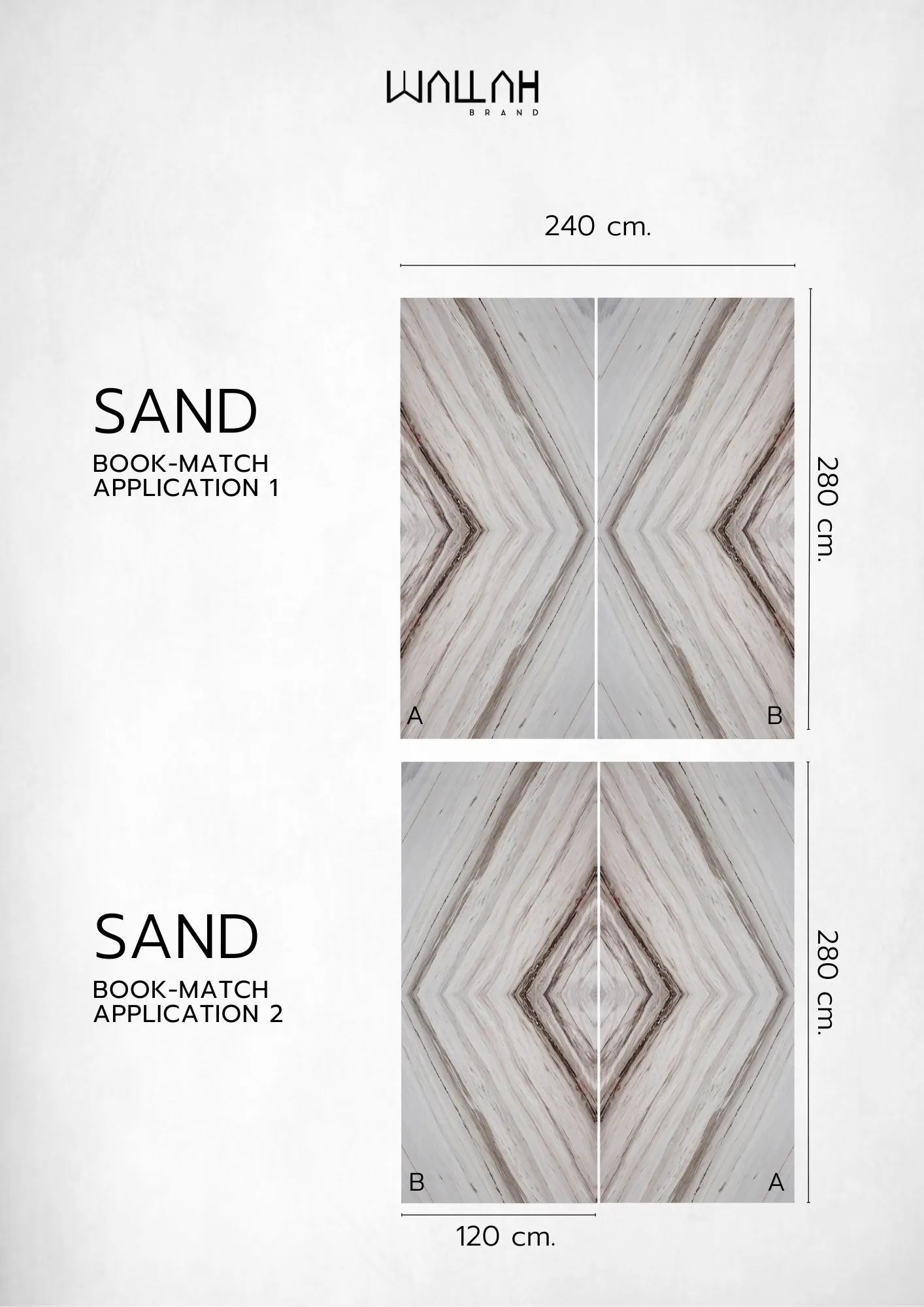 ผนังตกแต่งสําเร็จรูป แผ่นหินอ่อนลายคู่และต่อเนื่อง - Wallah Brand