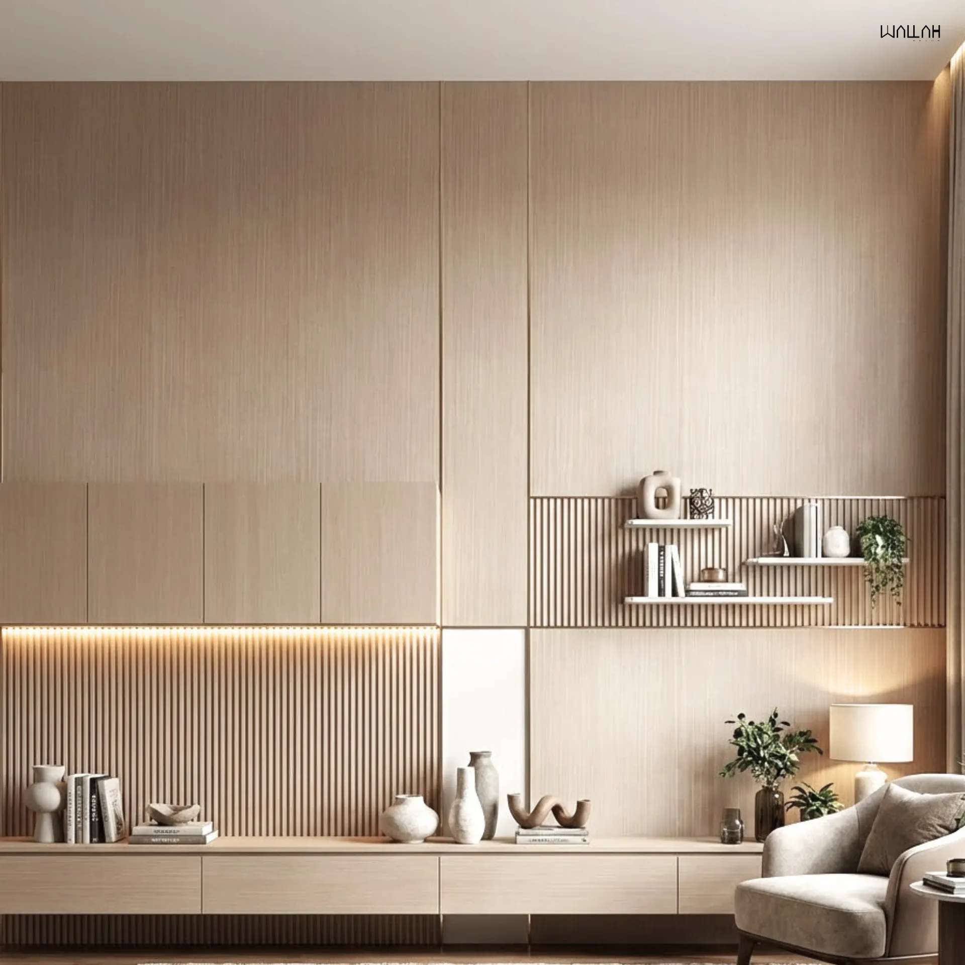 Wallah Brand แผ่นผนังลายไม้ ไม้ระแนงตกแต่งผนัง WPC ผนังตกแต่งภายใน