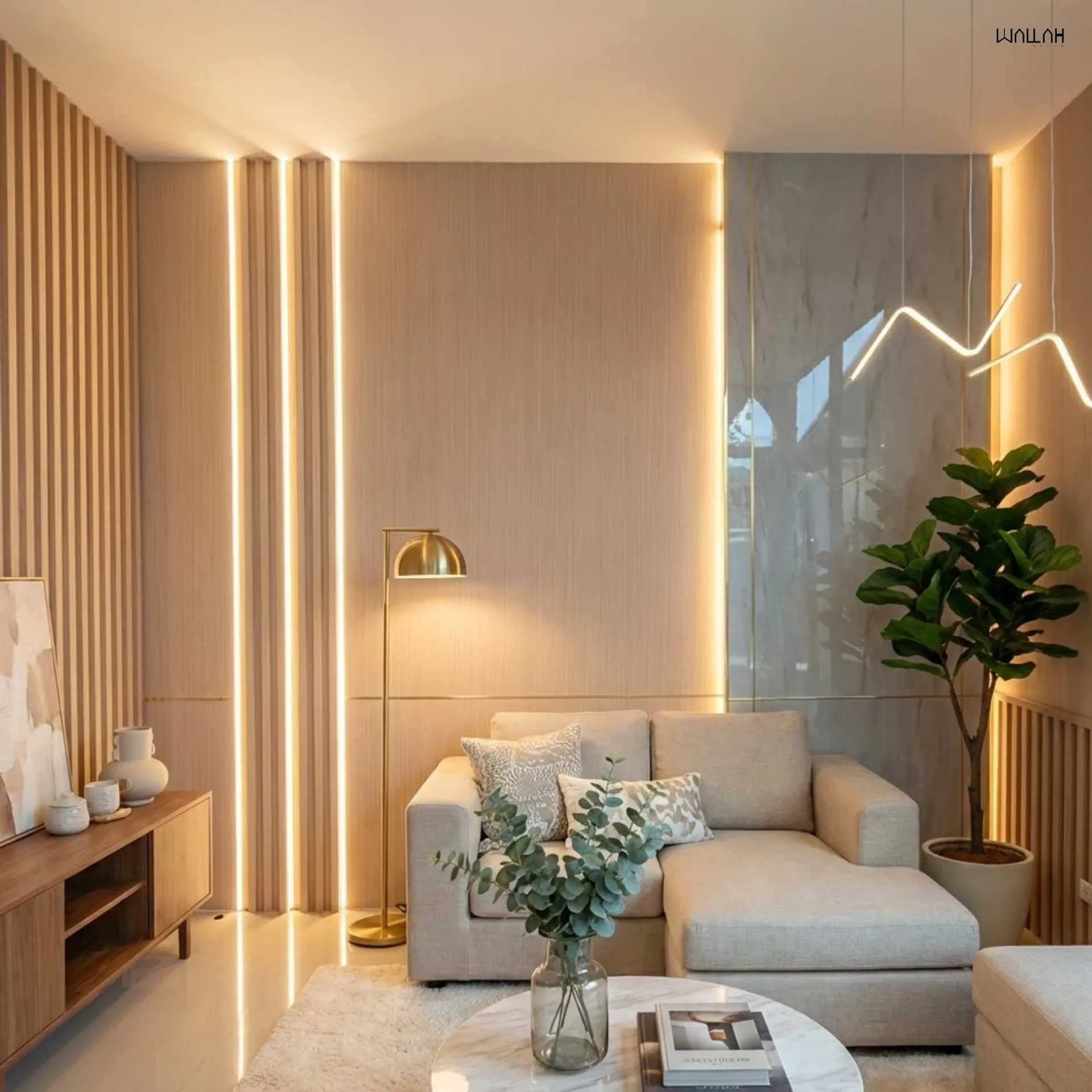 Wallah Brand แผ่นผนังลายไม้ ไม้ระแนงตกแต่งผนัง WPC