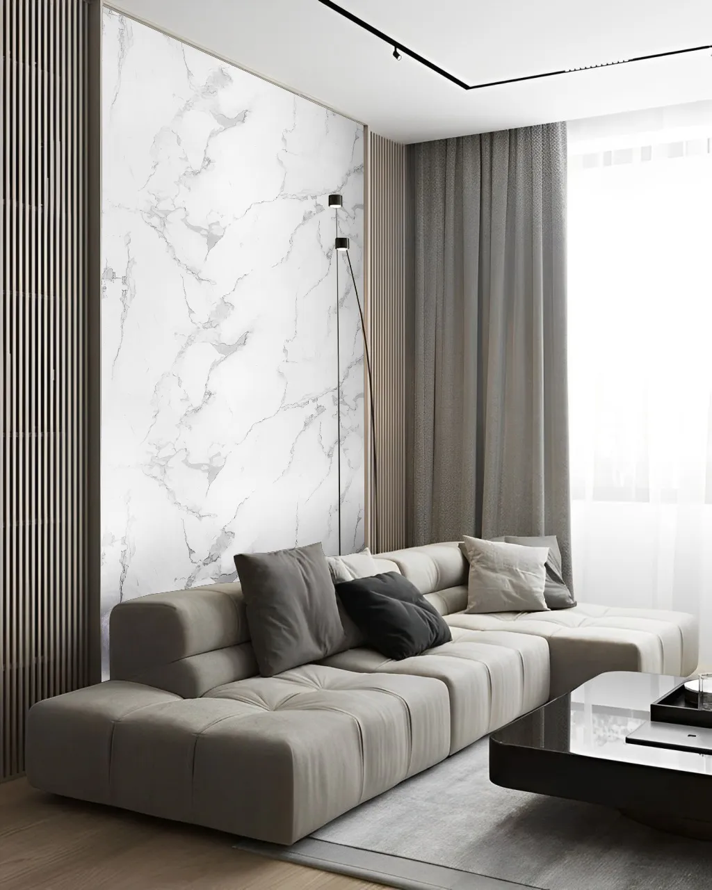 Marble แผ่นผนังลายหินอ่อนผิวเงา - Wallah Brand