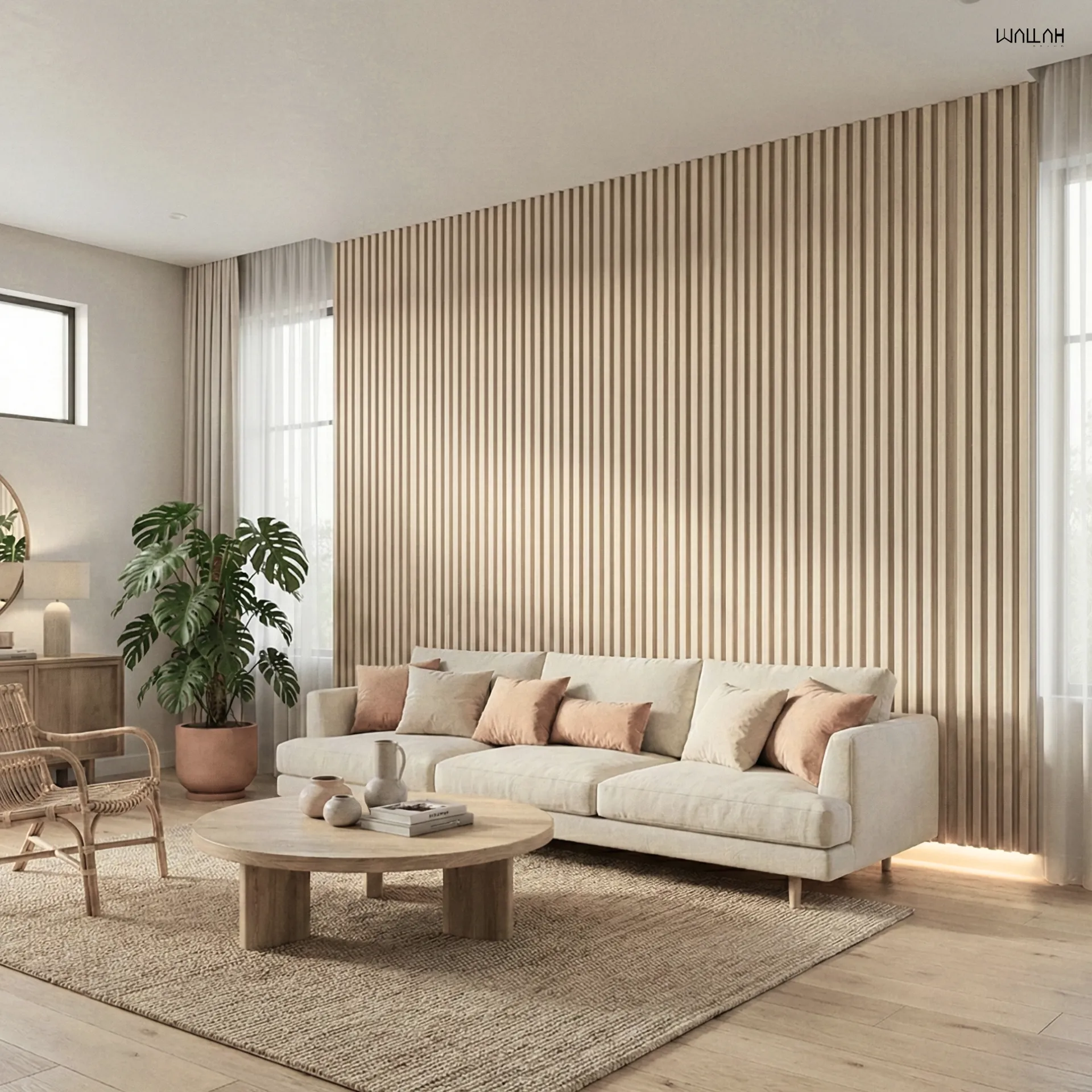 Wallah Brand แผ่นผนังลายไม้ ไม้ระแนงตกแต่งผนัง WPC