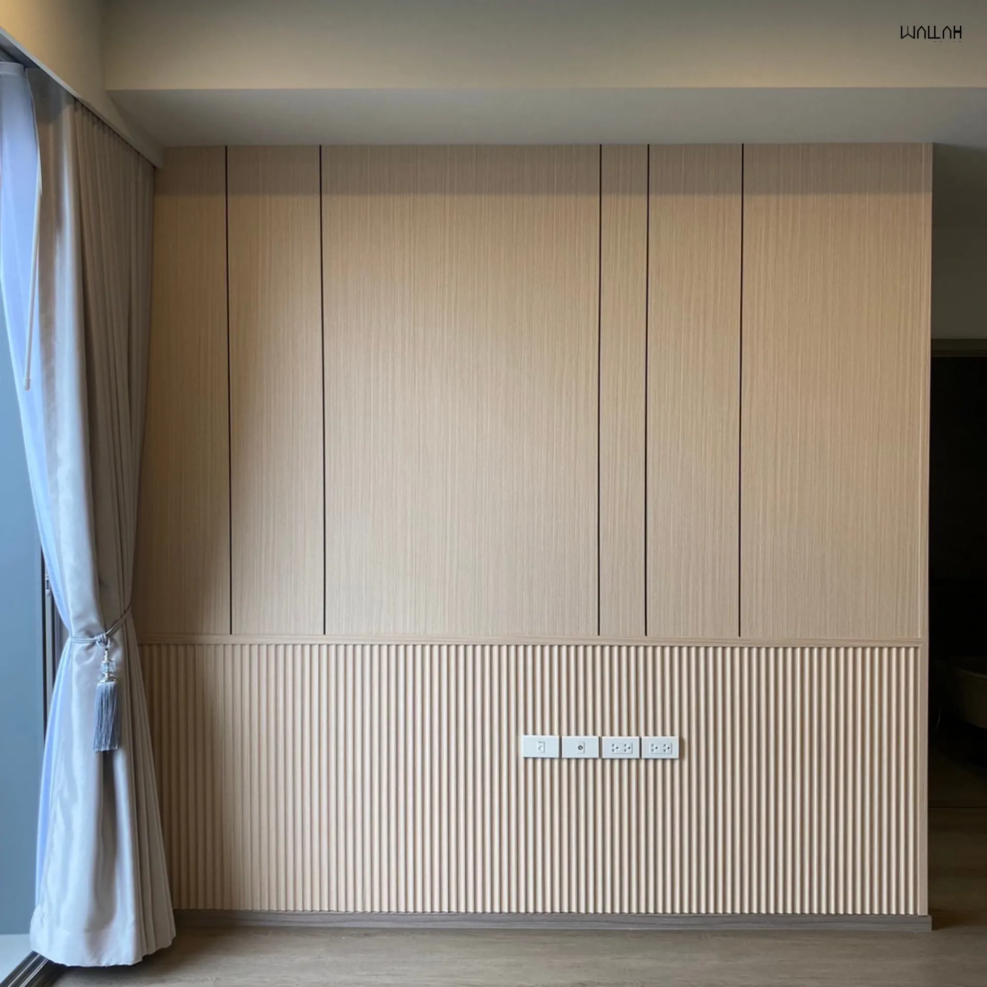 Wallah Brand แผ่นผนังลายไม้ ไม้ระแนงตกแต่งผนัง WPC ผนังตกแต่งภายใน