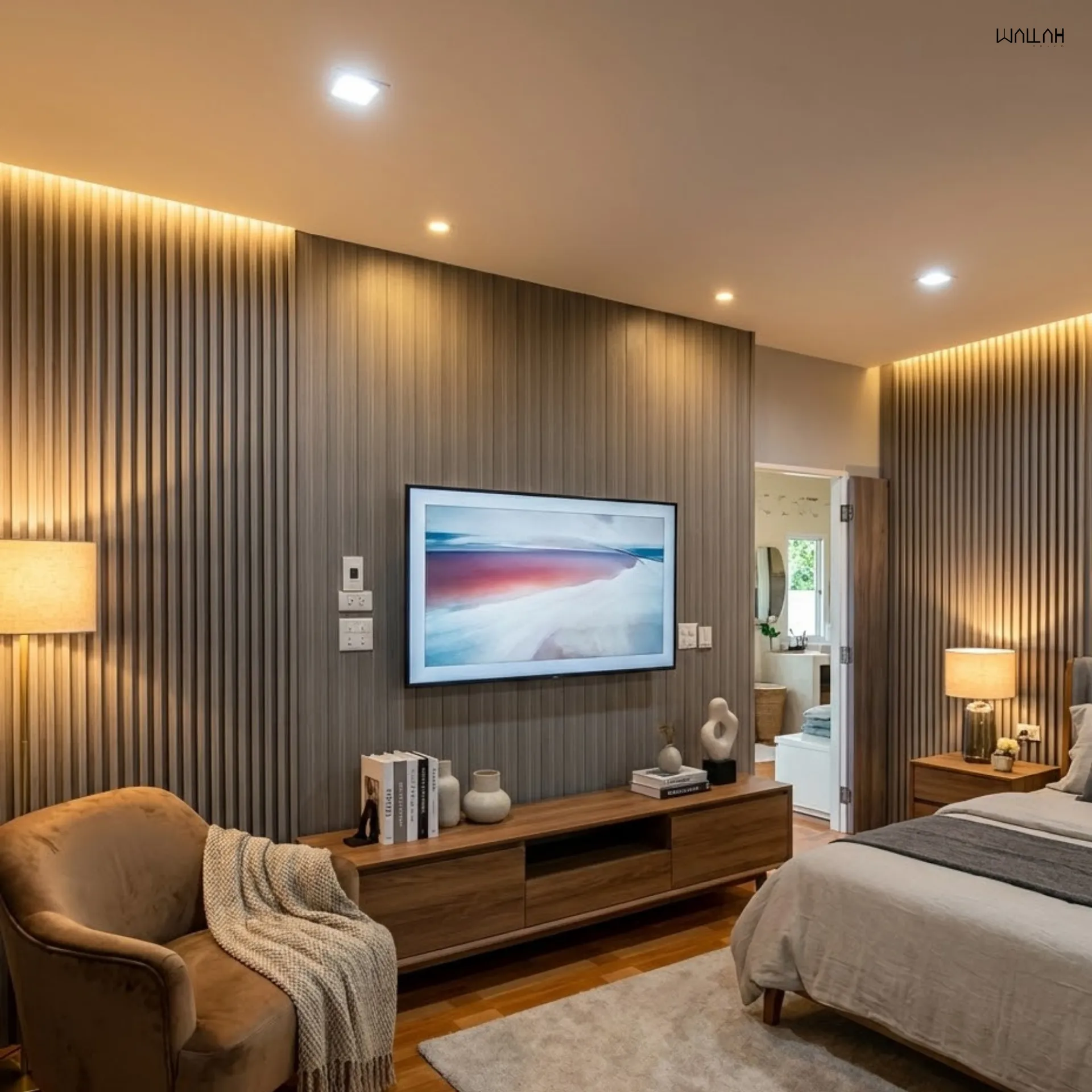 Wallah Brand แผ่นผนังลายไม้ ไม้ระแนงตกแต่งผนัง WPC ผนังตกแต่งภายใน